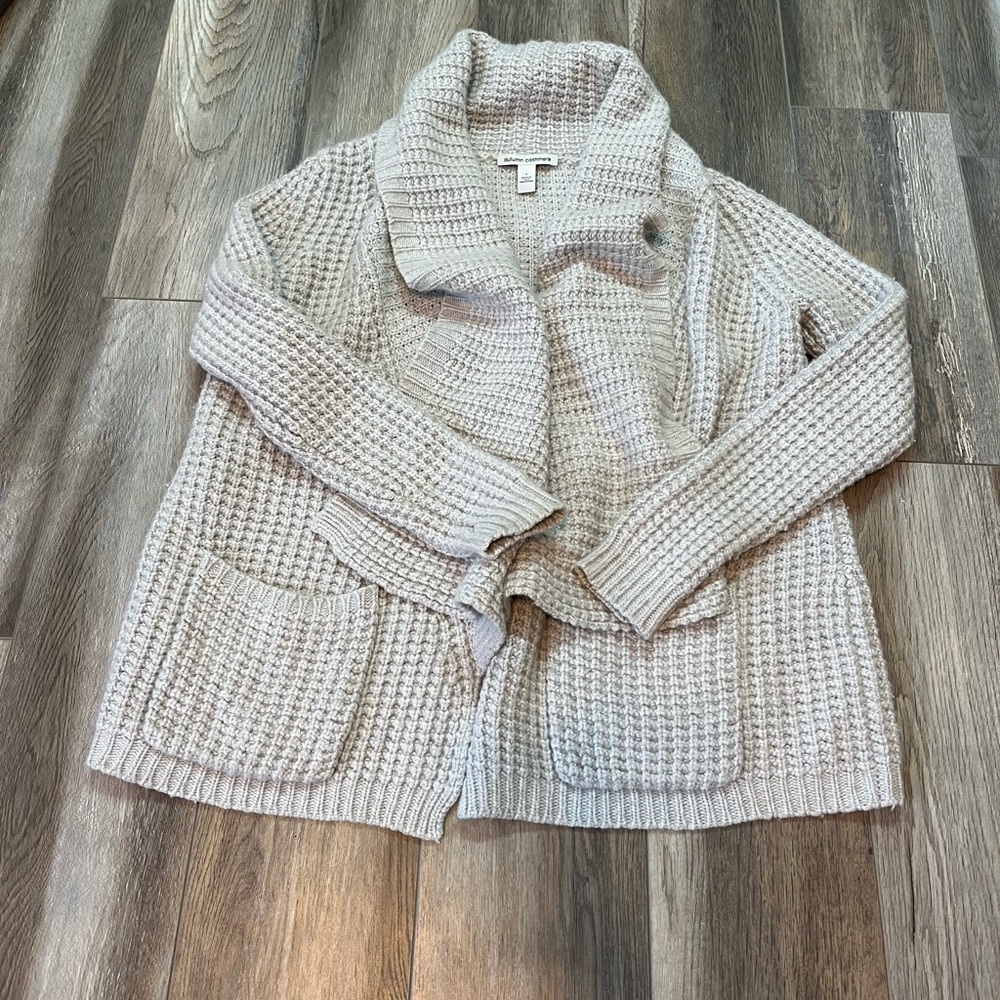 Autumn Cashmere Draped Waffle Rib Cardigan - Picture 3 of 8